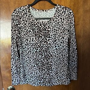 Maurices Brown and Cream Long Sleeve Blouse